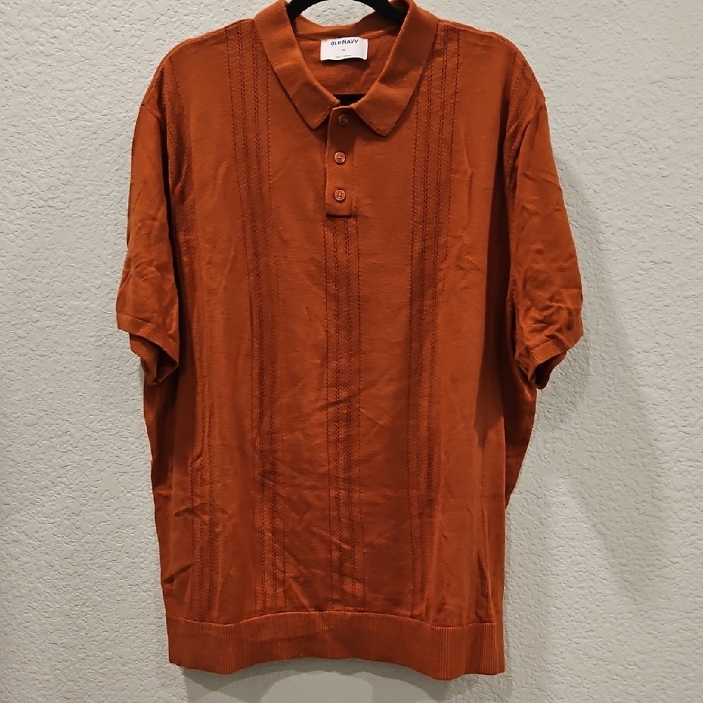 Old Navy Men's Burnt Orange Knit Polo Shirt